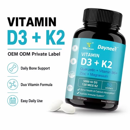 Private Label Vitamin D3 K2 50000 Iu Vitamin D3 K2 Softgel Capsules Health Healthcare Supplements