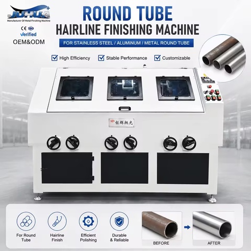 JUHUA Pipe Polishing Machine-CE ISO Certified Bearing Automatic OD Grinder for Stainless Steel Furniture Handrail Tube Surface