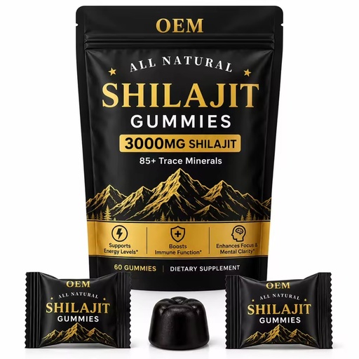 Shilajit Gummies 3000mg Equivalent Per Serving, 200mg Extract Std. to 20% Fulvic Acid, 85+ Trace Minerals