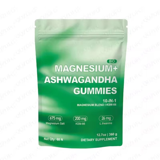 OEM Magnesium Gummies With Ashwagandha 10-in-1Magnesium Blend for Stress Relief Calm & Sleep Support 60 Count Dietary Supplement