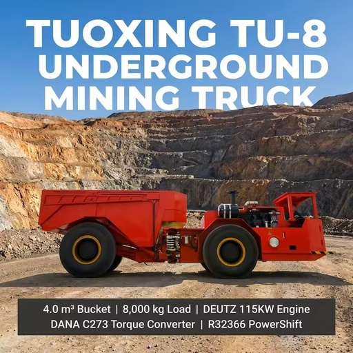 Tuoxing TU-8 Remote Control Option for Confined Underground Tunnels with Heavy-Duty Steel and Reliable After-Sales Mining Truck