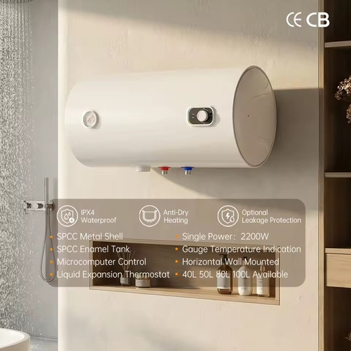 EU CE CB Certified Knob Control Electric Heating 40L High Capacity Metal Shell Storage Electric Water Heater for Bathroom Hotel