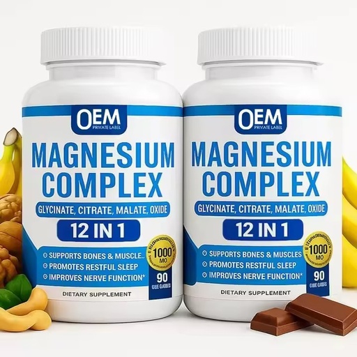 OEM ODM Magnesium Complex Supplement Energy Support Citrate Malate Taurate Chelated Magnesium Glycinate Gummies 60 Count Food