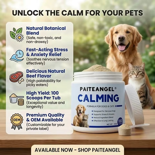 Wholesale Dog Calming Supplement Powder Supports Separation Anxiety Stress Relief Fast Acting Pet Relax Products Factory Price