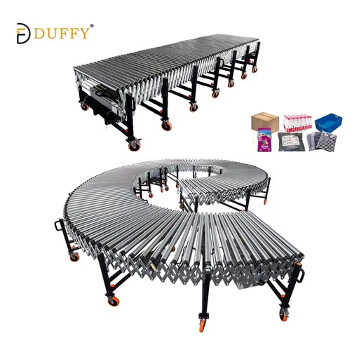 Duffy Electric Driven Stainless Steel Foldable Roller Conveyor With 50kg Load for Truck Loading