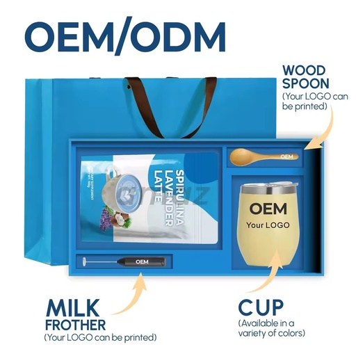 OEM Free Samples Bag Milk Tea Latte Supplement Instant Blue Spirulina Lavender Herbal Extract Latte Lavender Powder