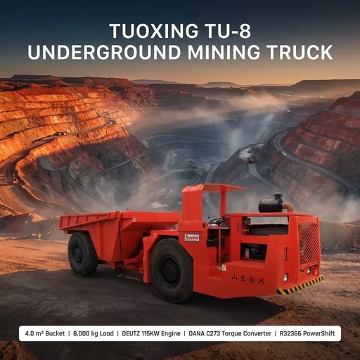Tuoxing TU-8 Trackless Underground Mining Tipper Truck for Ore Transport with CE ISO Certified Durable Steel Construction
