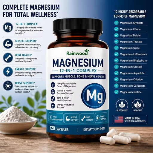 OEM Magnesium 12-IN-1 Complex Capsules Supports Muscle Bone Health Gluten Free Magnesium 12-IN-1 Complex Capsules