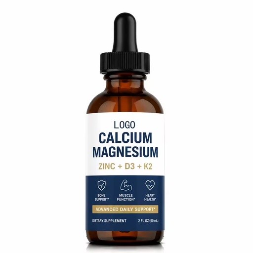 OEM/ODM Calcium Magnesium Zinc Vitamin Drops D3 K2 B6 Boron Sea Moss Extract 60ml Oral Liquid for Adult Use Improved Immunity