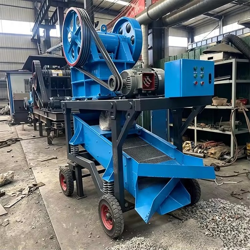 High Performance Electric Portable Rock Crusher Jaw Crusher with Motor and Vibrating Screen for River Stone Processing