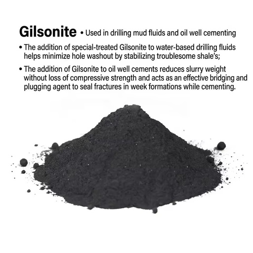 Industrial Grade Gilsonite Natural Bitumen Drilling Fluid Additive for Oilfield Cementing Shale Stabilizer Black Powder