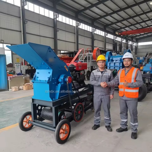 High Efficiency Rock Crushers Portable Mini Diesel Engine Hammer Crusher Hammer Crusher with Conveyor