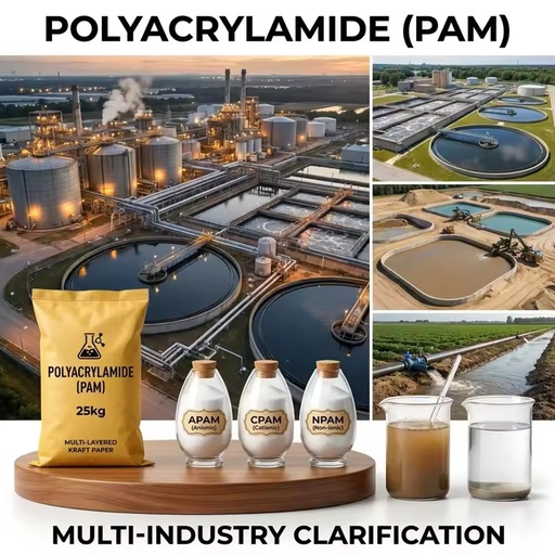 Professional Grade Polyacrylamide PAM Polymer for Potable Water Treatment and Sludge Thickening ISO SGS Certified