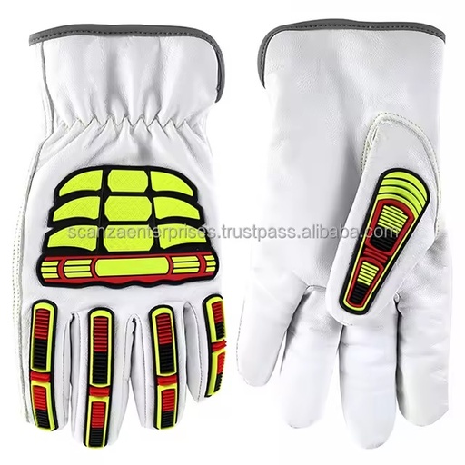 Custom Leather Work Gloves Anti-Cut Anti-Shock Puncture Impact Resistant Oilfield Use EN388 5 ANSI 3