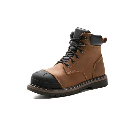 High Quality Genuine Leather Anti-smash Steel Toe Cap Stylish Men's Original Factory Work Boots for Oilfield Industrial