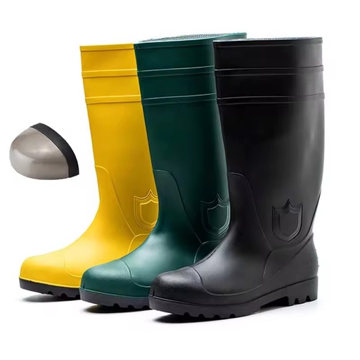 TG802-Wholesale Steel Toe Rain Boots PVC High-cut Waterproof & Slip-Resistant Safety PVC Boots with Rubber Outsole
