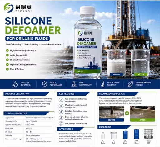 Oilfield Silicone Defoamer Chemical for Drilling Mud, Completion Fluid and Foam Control
