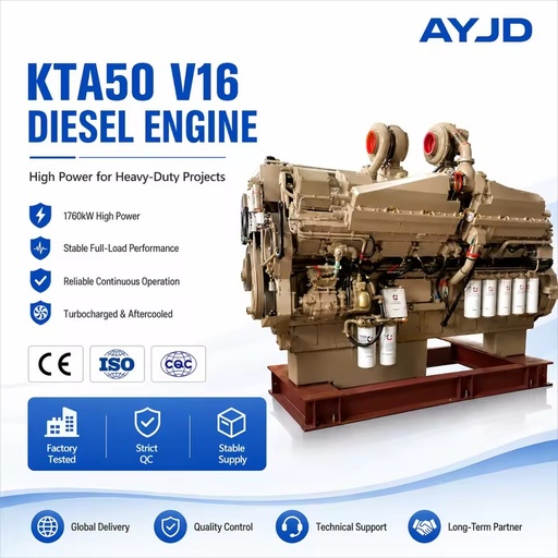 High Power KTA50 V16 1760KW 4 Stroke Turbocharged Aftercooled Water Cooled Diesel Engine for Oil Gas Construction Machinery