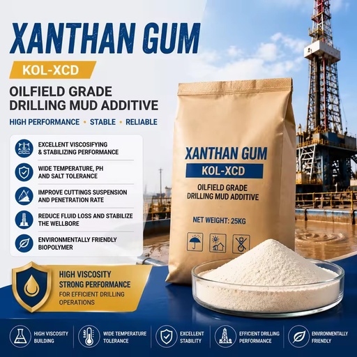 Oilfield Xanthan Gum High Viscosity Mud Additive Salt/Temp Resistant API13500 Biopolymer CAS 11138-66-2