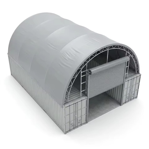 Heavy Duty Galvanized Steel 850g PVC Wind Rated Arch Container Shelter for Emergency Relief Supply Storage