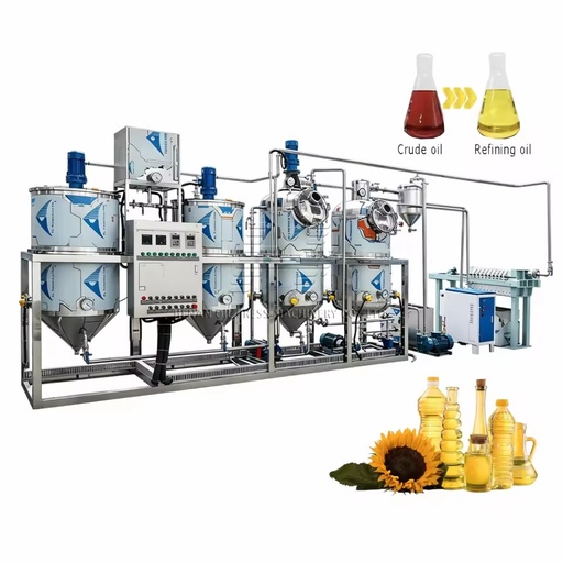 1TPD Crude Oil Refinery Equipment Soybean Peanut Sunflower Oil Processing Line Coconut Oil Refinery Machine