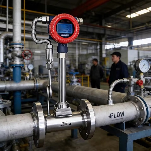 Easy Installation LUGB Liquid Gas Steam Water Oil Measurement Dn100 Biogas vortex Flow Meter for Pipeline System