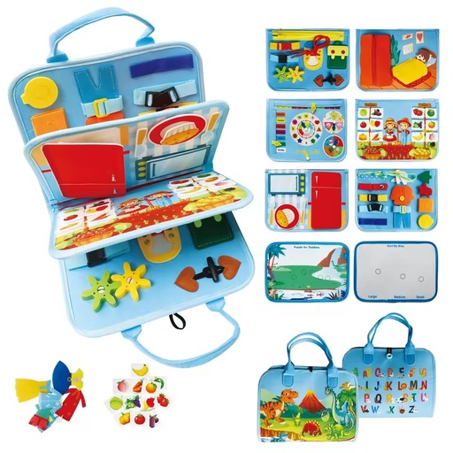 Felt Busy Book Sensory Toy 1-3Y Children Dinosaur Theme Quiet Educational Toy Life Skills Cognition Sorting Matching Nonwoven