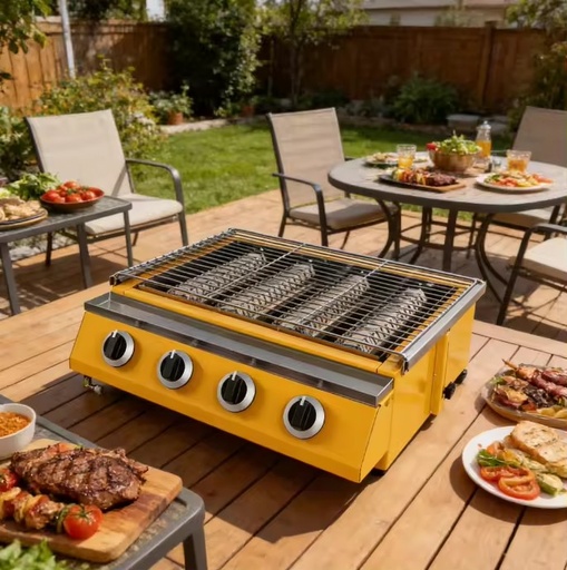 Stainless Steel Portable Grill with Pressure Vessel for Meat Processing Plants Use LPG Gas 6kg Weight