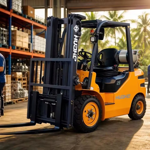Counterbalance LPG Forklift 2.5T Dual Fuel Propane Gasoline 2500kg Pneumatic Tyre Heavy Load Lifting Truck Freight Stacker
