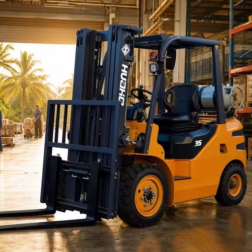 LPG Gas Forklift 3.5T Dual Fuel 3500kg Pneumatic Tire Counterbalance Truck Logistics Pallet Stacker Construction Lift Vehicle