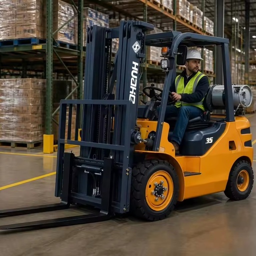 3500kg LPG Dual Fuel Forklift Propane Gasoline Internal Combustion Counterbalance Pallet Truck Factory Yard Cargo Handler