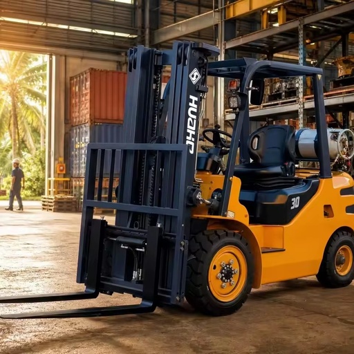 Counterbalance LPG Forklift 3T Dual Fuel Propane Gasoline 3000kg Pneumatic Tyre Heavy Load Lifting Truck Freight Stacker