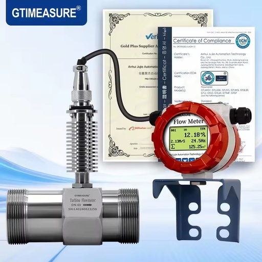 Split Turbine Flow Meter PTFE Water Milk Beverages Liquid DN15 DN100 Thread Flange Clamp Connection 24VDC Source Factory