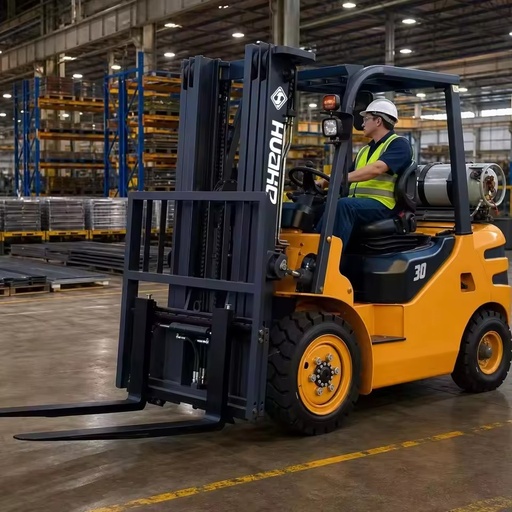 3000kg LPG Dual Fuel Forklift Propane Gasoline Internal Combustion Counterbalance Pallet Truck Yard Construction Cargo Handler