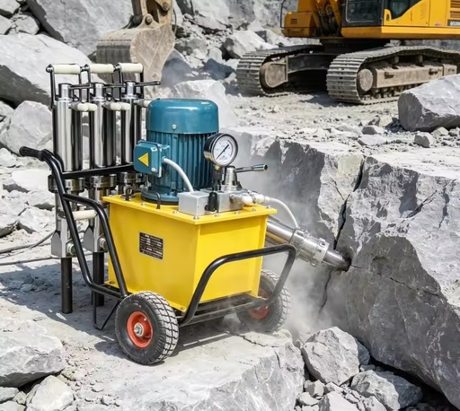 Small Hydraulic Rock Splitter with AC Motor for Rock Demolition and Stone Cutting