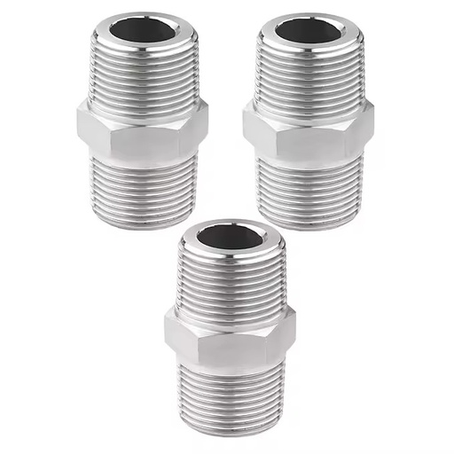 High Quality Forged Brass CP Hex Nipple 1/2 Inch X 1/2 Inch | Stainless Steel Male Thread Class 150 Low Pressure Pipe Fitting