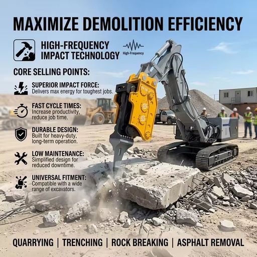Low Noise Vibrating Rock Splitter Construction Machinery Attachment for 50-65 Ton Concrete Foundation Breaking