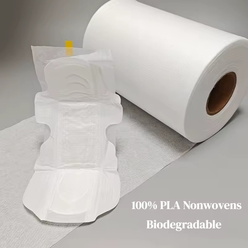 Customized 32-40gsm Eco-Friendly Natural Antibacterial Biodegradable Polylactic Acid Spunlace Nonwovens Roll for Sanitary Pad