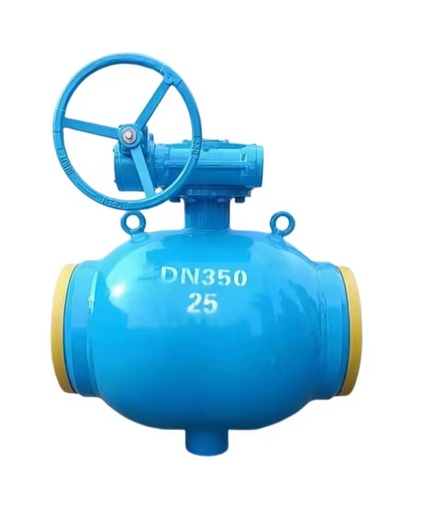 Fully Welded Cast Iron Ball Valve Worm-gear Electric Drive Flanged Connection 4 Inch Port Size 200 M/h Flow Rate Water