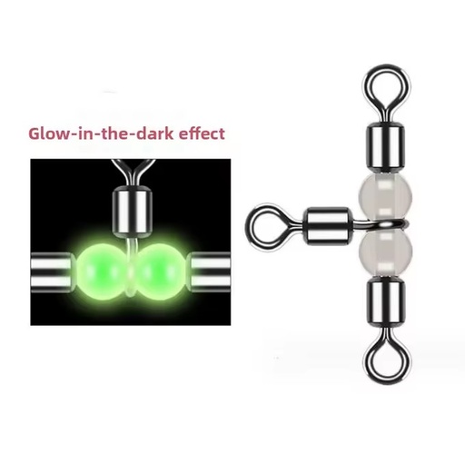 Eight-Shape Ring Splitter American-Style Luminous Bead Triple Swivel Nickel Plated Fishing Tackle Small