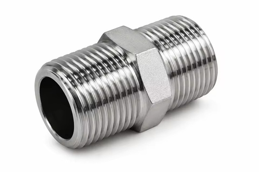Precision CNC Machined 202 Stainless Steel Equal Hex Corrosion Resistant Chemical Resistant OEM Outer Thread Converting Nipple