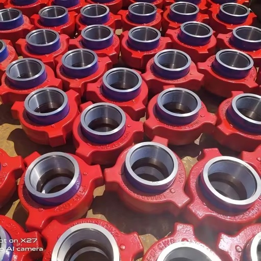 FIG1502 Steel Forging Hammer Union Spray Welding Thread Core Components 6000psi High Pressure Pipe Connection Red/Blue 1 Year