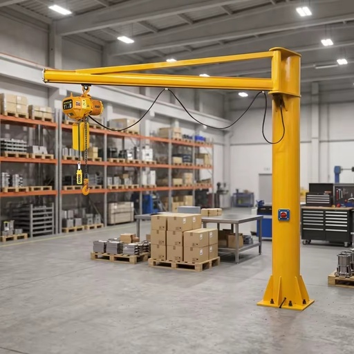 Heavy Duty 5 Ton Rotate Jib Crane Floor Mounted Column Jib Crane with Electric Hoist for Material Handling