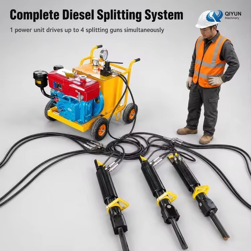 Diesel Engine Hydraulic Rock Splitter Guillotine Machine with 500T Splitting Force High Performance