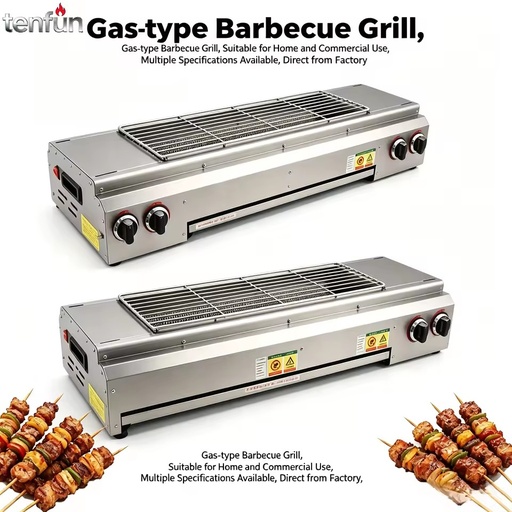 Commercial & Household Stainless Steel Gas BBQ Grill | Tabletop Gas Grill for Restaurant, Food Stall Outdoor Backyard Barbecue