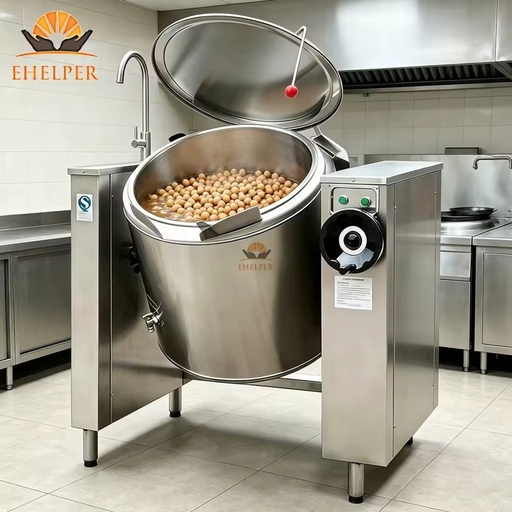 Industrial Tilting Cooking Pot Non-Stick Stainless Steel Jacketed Steam Kettle 100-500 Liter Full Commercial Cooking