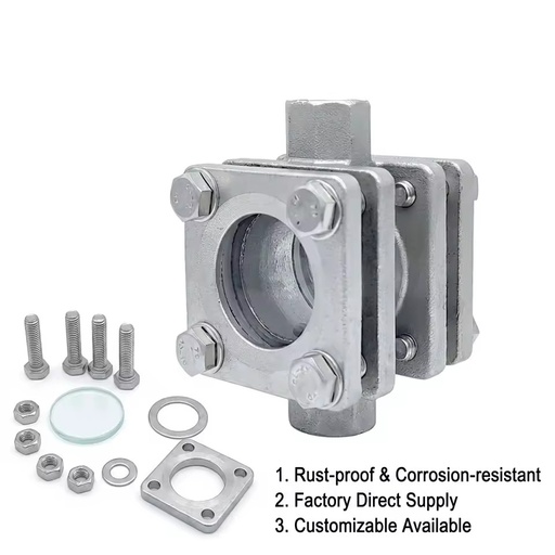 Petrochemical 304 Stainless Steel Female Thread 6.4MPa High Pressure Straight-through Sight Glass Process Monitoring