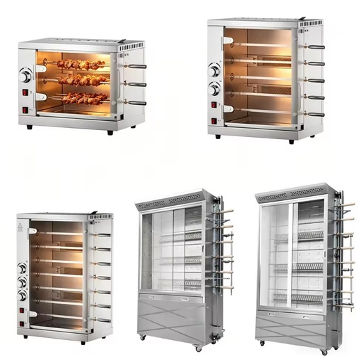 Gas Rotisserie Chicken Machine 6 Rods With Viewing Window and Interior Light for Hotel Breakfast Buffet