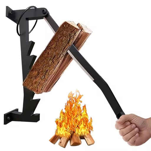 JH-Mech Outdoor Use Strong Extended Handles Effort-Saving Black Wall Mounted Firewood Kindling Splitter