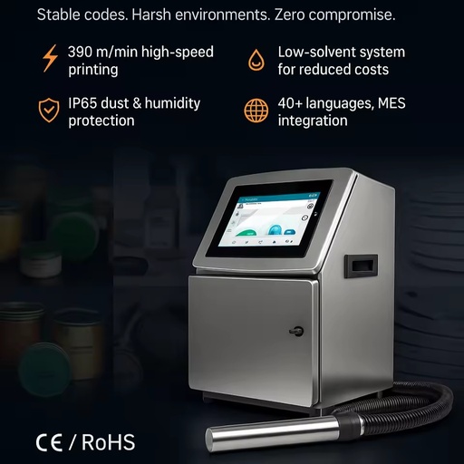 Automatic CIJ Small Character Continuous Inkjet Printing Printer V2000 Expiry Date Dot Matrix Coding Machine for Cable